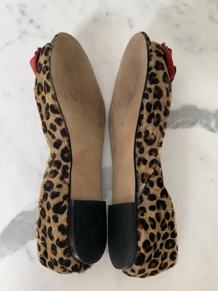 Steve Madden Rashida Animal Print Puntera Abierta Plana Con Lazo Rojo Para Mujer 6.5M Foto 4 de 4
