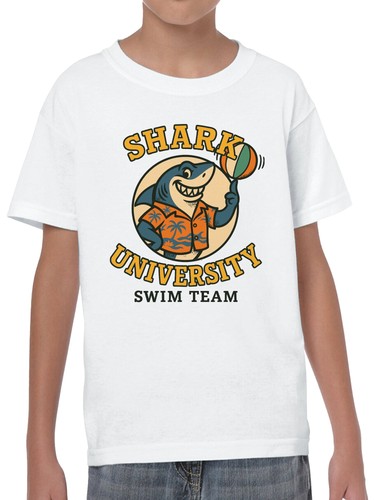 Shark University Swim Team Graphic Youth's T-shirt - Picture 2 of 9