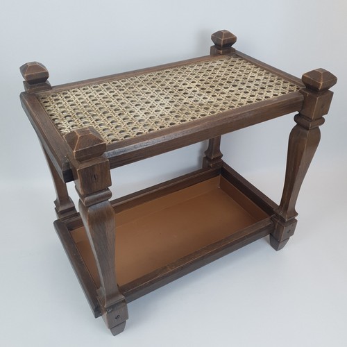 70s 2 Tier Side/End Table Faux Wood & Cane Molded Plastic Plant Stand Traditiona - Picture 15 of 21