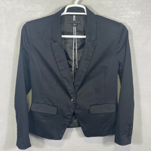 Apostrophe schwarzer Blazer Jacke Damen Größe 10 Einknopf gefüttert Karriere Büro - Bild 3 von 6