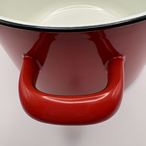 Vintage Finel Wartsila Arabia Finland Red Enamel Dutch Oven Stock Pot 3.5 Ltr - Picture 9 of 13