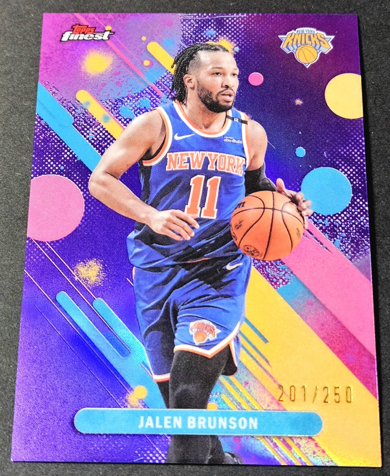 2025-26 Topps Finest Jalen Brunson Purple /250 Refractor #140 New York Knicks
