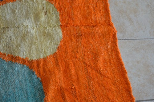 Vintage Wool Rug Flower Power Retro Groovy MCM Collectible Rust Orange Floral - Picture 9 of 15