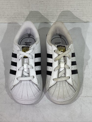 Adidas Toddler Size 8 White / Black Superstar EL I Athletic Shoes AJ-1457 - Picture 3 of 9