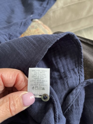 Camicia Xirena grande scout garza bottoni blu manica lunga cotone costiero - Foto 7 di 7