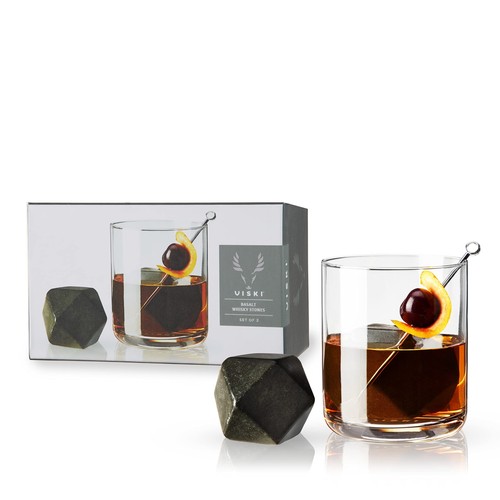Viski XL Glacier Rocks, Hexagonal Extra Large Cocktail Rocks, Set of 2, Black... - 第 1/5 張圖片