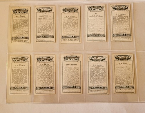 Juego completo x50 tarjetas de cigarrillo vintage de 1927 John Player caricaturas de fútbol Mac - Imagen 8 de 12