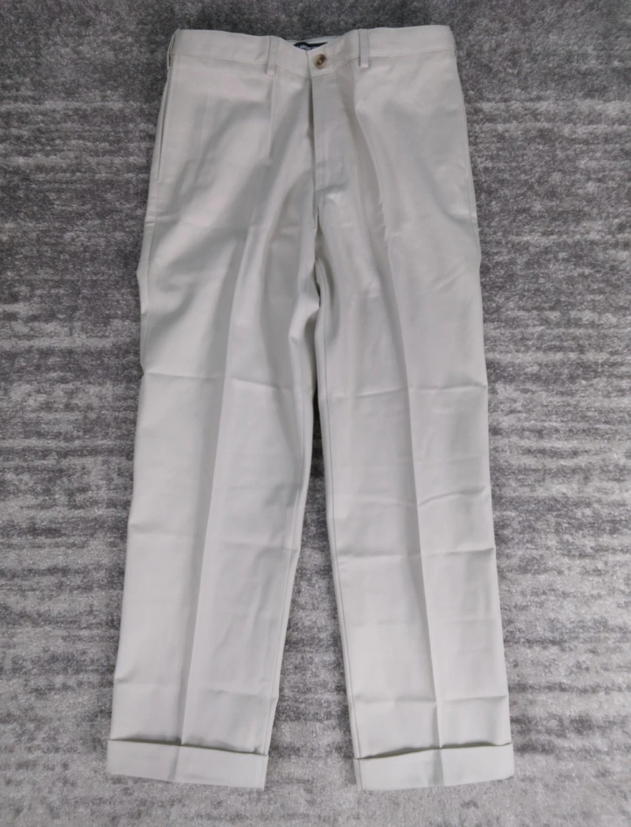 Lands' End Pantalon en Tissu Chino Homme Beige Coton (EU 52, W36