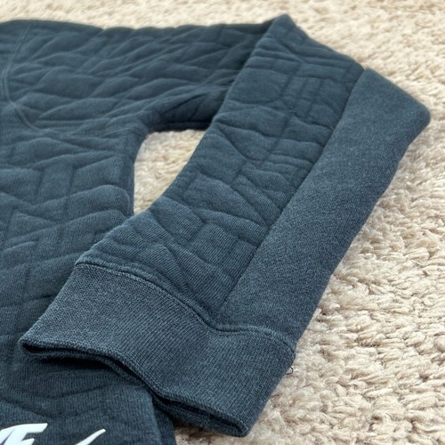 NIKE Black Quilted Long-Sleeve Crew Neck Pullover Sweatshirt Girl L Pockets Logo - Picture 8 of 17