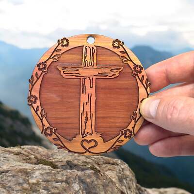 Cross and Heart - Cedar Ornament Cross and Heart - Cedar Ornament