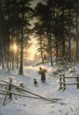 Joseph Farquharson Gathering Winter Fuel Handmade Oil Painting repro 24"x36"