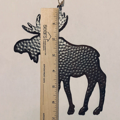 Metal Moose Ornament Lodge Woodland Camper 6.75" Rustic Antique Brown Decoration - Picture 9 of 10