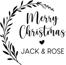Personalized Round Merry Christmas Stamp with Couple Names | 1-5/8" Size