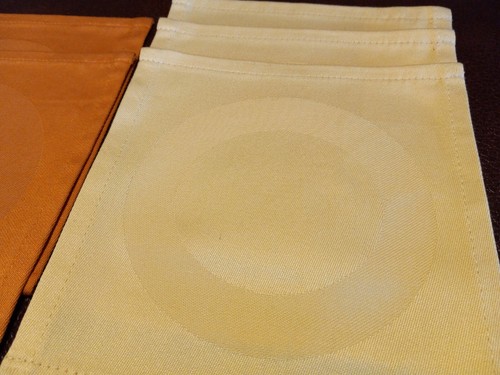 Bodrum Cocktail Napkins Set of 8 (2 Mango 6 Gold Circles) 100% Cotton 7" x  7" - Picture 7 of 20