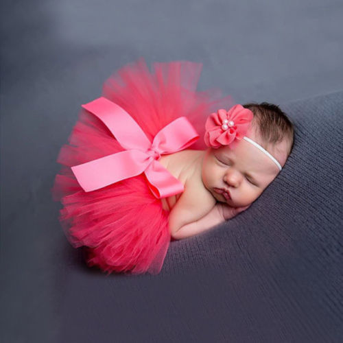 Newborn Baby Girl Puff TUTU One Piece & Headband Set Costume Photo Prop 0-2 mos - Bild 7 von 23
