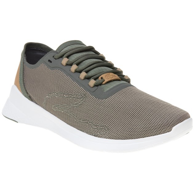 New Mens Lacoste Brown Khaki Lt Fit Textile Trainers Running Style Lace Up New Mens Lacoste Brown Khaki Lt Fit Textile Trainers Running Style Lace Up