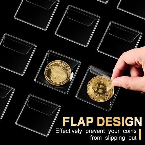 50 Pcs Single Pocket Coin Sleeves Coin Storage Protectors Pouches for Collectors - Picture 5 of 7