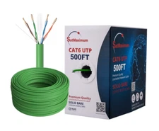 500FT Green CAT6 Riser 23AWG Ethernet Cable 550MHz CMR Solid Bare Copper Wire