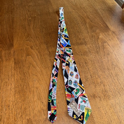 NICOLE MILLER 1990 Postage Stamp Silk Necktie No Damage Or Odor Vivid Colors EUC - Picture 22 of 22