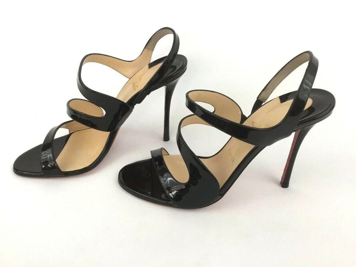40.5 10.5Christian Louboutin VAVAZOU Black Leather Slingback