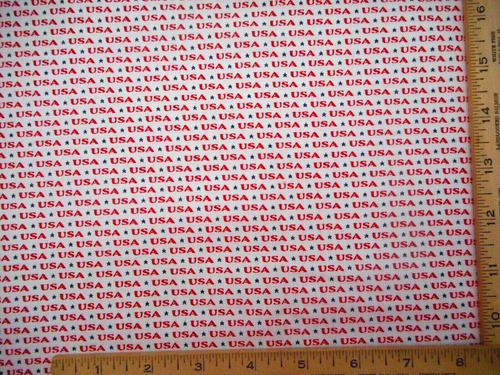 Patriotic Fabric 1 1/2 Yard Red USA Navy Blue Stars on White Quilting Cotton Vtg - Picture 2 of 2