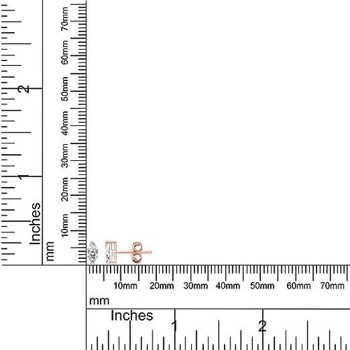 Solitaire Stud Earrings Marquise Cut Cubic Zirconia in 925 Sterling Silver - Picture 11 of 39