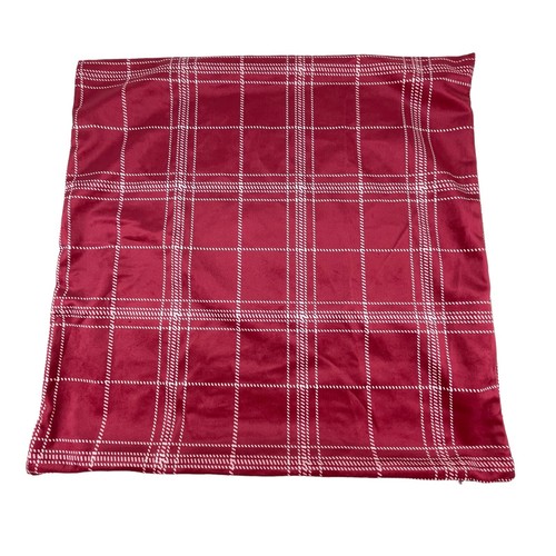 Soft Velour Plaid Cushion Covers Red Decorative Throw Pillow Cases Christmas - Picture 7 of 8