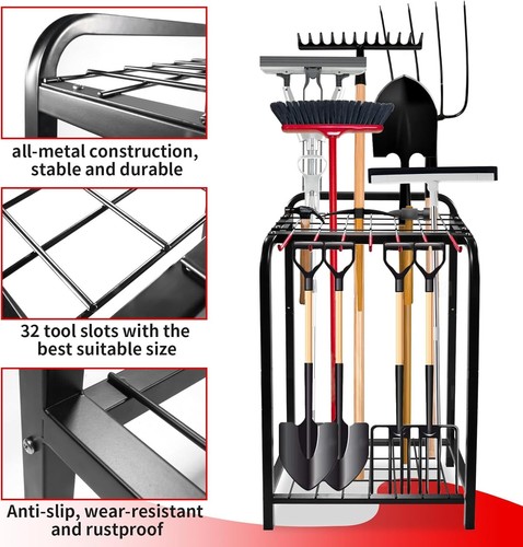 Heavy Duty Garden Tool Storage Garden Tool Organizer - Sturdy Garden Yard Tool - Picture 3 of 11