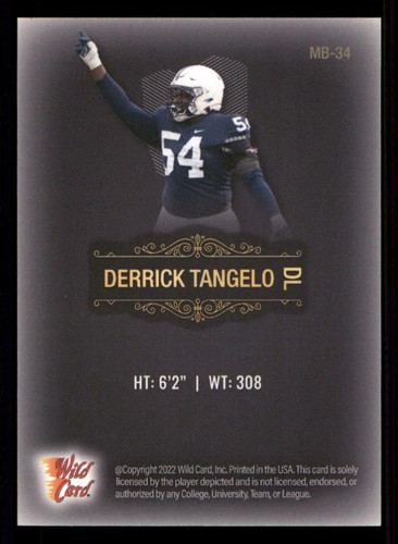 2022 Wild Card Matte Black Pattern Three #MB34 Derrick Tangelo /150 - Picture 2 of 2