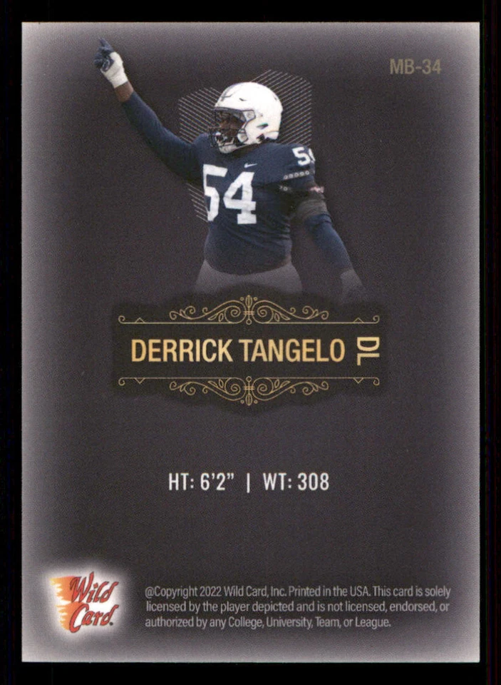 2022 Wild Card Matte Black Pattern Three #MB34 Derrick Tangelo /150 - Image 2 of 2