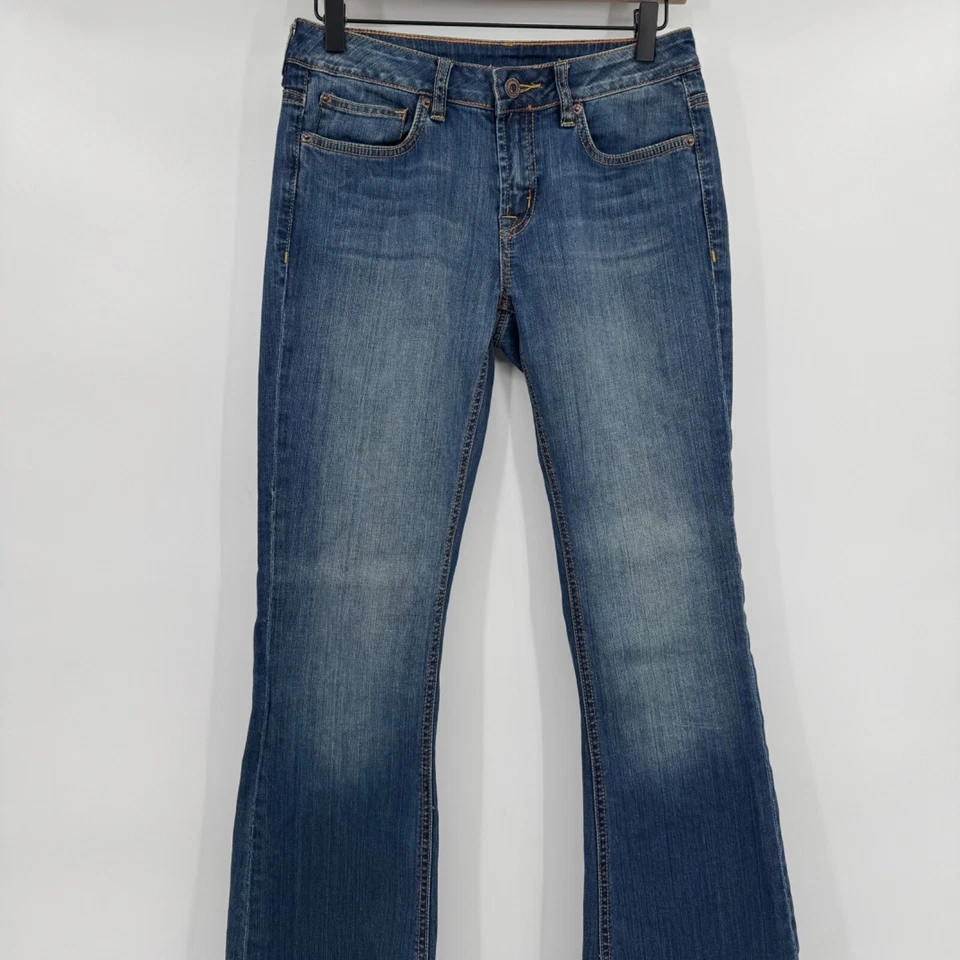 Pantalones de mezclilla Buffalo David Bitton para mujer 27 azul corte bootcut tiro bajo años 90 Y2K Foto 2 de 4
