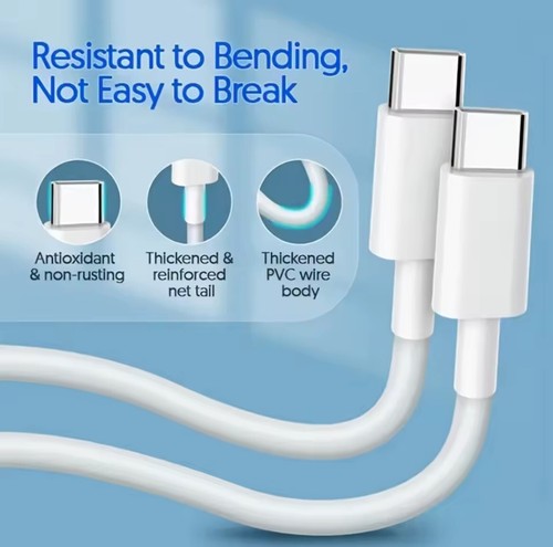 3x USB-C to USB-C 1M 60W Cables White | Fast Charge for Samsung iPad Pixel Dell - Picture 8 of 27