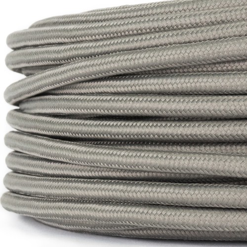 Textilkabel für Lampe, Stoffkabel, Elektrokabel, Strom-Kabel, 3-adrig, Grau - Bild 1 von 2