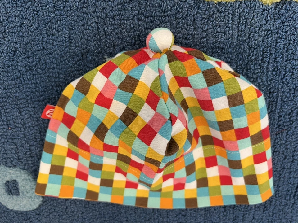 Zutano Baby шляпы лот 24 месяцев розовый пушистый флис медведь уши цветной шахматной доски - Изображение 3 из 4