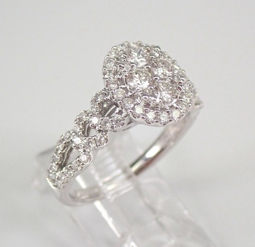 Anillo de compromiso de oro blanco con halo ovalado en racimo de diamantes talla 7,25 TALLA GRATIS - Imagen 2 de 7