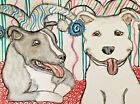 Aceo American Pit Bull Terrier Jesters Dog Art Print Décor 2.5x3.5 Artist Ksams