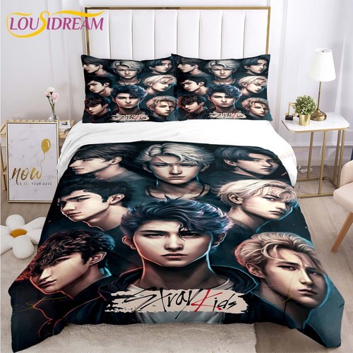 Stray Kids Kpop Duvet Cover Pillowcase Bed Set Kids Bedroom blanket quilt cover - Picture 1 of 32