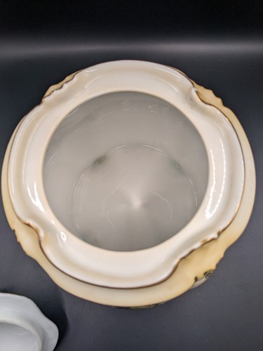 Antique Porcelain R.S. Prussia Floral Footed Biscuit Jar With Gold Edging - Picture 8 of 10