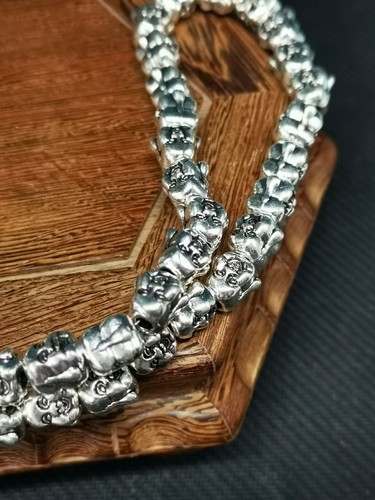 .Tibetan Rare Miao Silver Handmade Buddha Heads Beads Necklace F10 - Bild 4 von 6