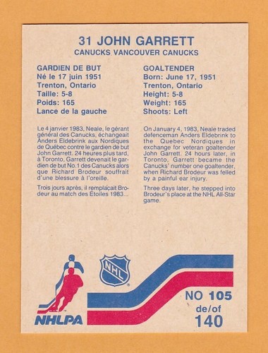 1983-84 NHL Vachon Hockey Cards #1 to 140 - U-Pick From List - Picture 127 of 177