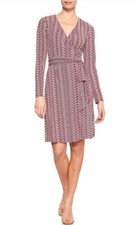 Banana Republic Women’s Burgundy Striped Wrap Dress Aztec Size L