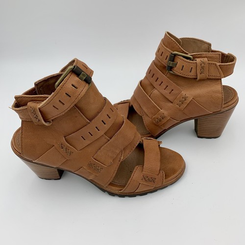 Sandalias Sorel Nadia Mujer Talla 7 Cuero Tostado Camel Tacón Bloque Botines Hebilla Boho - Imagen 2 de 14