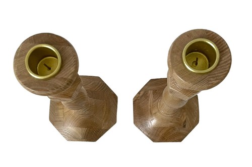 Anthropologie Carved Bleached Wood Candle Holders. Set Of 2. 11” - Bild 5 von 6