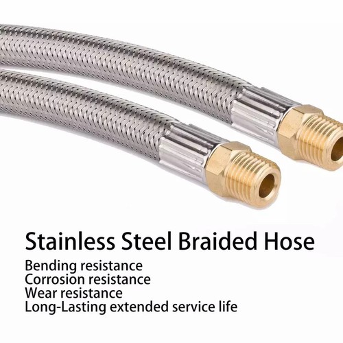2PCS 15 In Male 1/4" NPT QCC1 RV LP Propane Pigtail Hoses with Gauge Connector - Picture 5 of 34