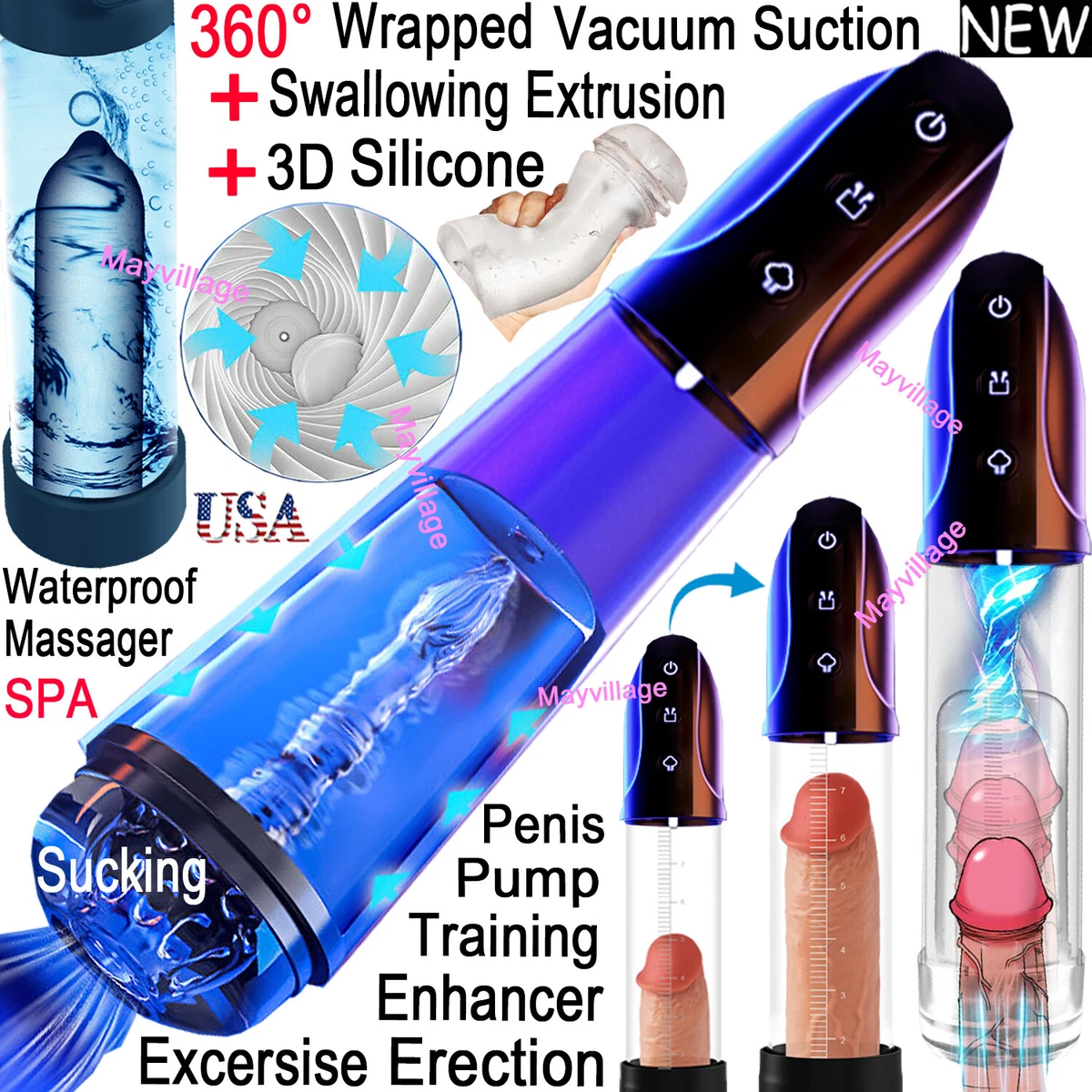 Penis Vacuum Sucking Pump Enhancer Male Masturbaters Enlarger Growth Cup  Stroker | eBay