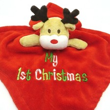 Baby Gear Reindeer Lovey 14" Security Blanket Red Velour My 1st Christmas First