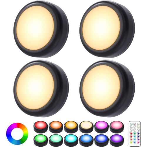 RGB LED Schrankleuchten Spot Batteriebetrieben Nachtlicht mit Fernbedienung DE - Bild 16 von 17