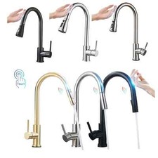 Sensor Touch On Kitchen Sink Faucet Pull Down Sprayer Swivel Pull Out Mixer Tap