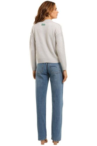 BANDE STUDIO Rib Detail Crew Knit in Pale Grey Size 12 AU RRP 199 WITH DEFECTS - Picture 3 of 8