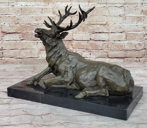 Milo`s Handcrafted Wildlife Art: Bronze Elk Stag Caribou, Collectible Trophy - Picture 4 of 10